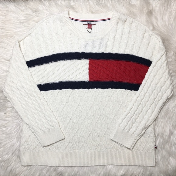Tommy Hilfiger Cable-Knit Flag Logo Sweater - Picture 2 of 7